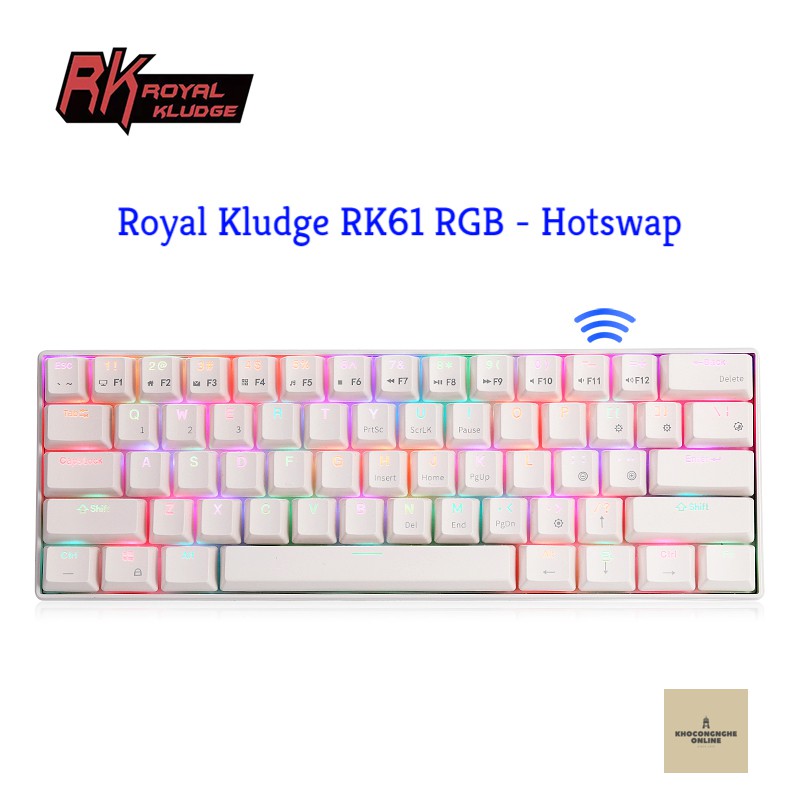 [CÓ SẴN] RK61 RGB HOTSWAP - Bàn Phím Cơ không dây Royal Kludge RK61 RGB kết nối 3 chế độ (Bluetooth - 2.4G - Dây type C)