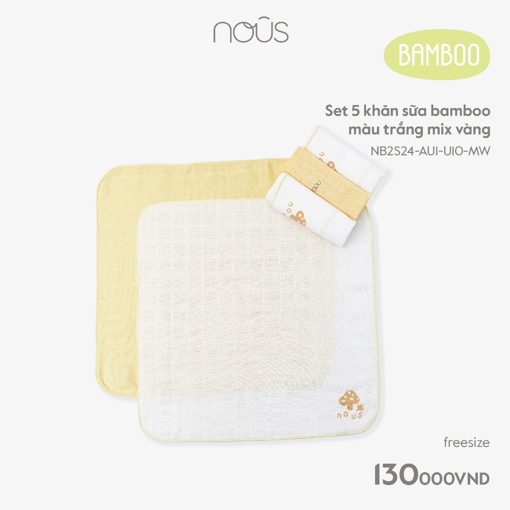 Set 5 khăn sữa cho bé - Chất liệu Bamboo kháng khuẩn, mềm mại