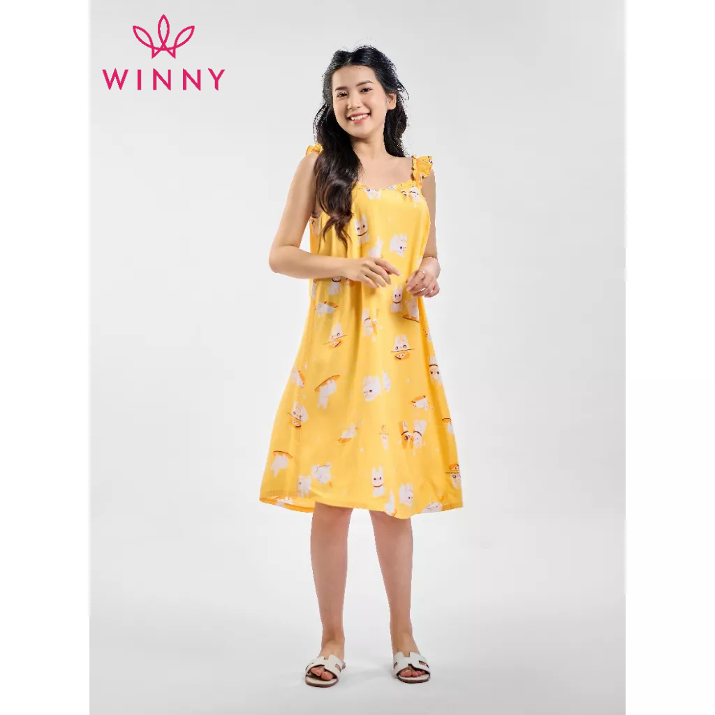 Winny - bộ đồ lanh váy sát nách váy ngủ 2mnla23046v