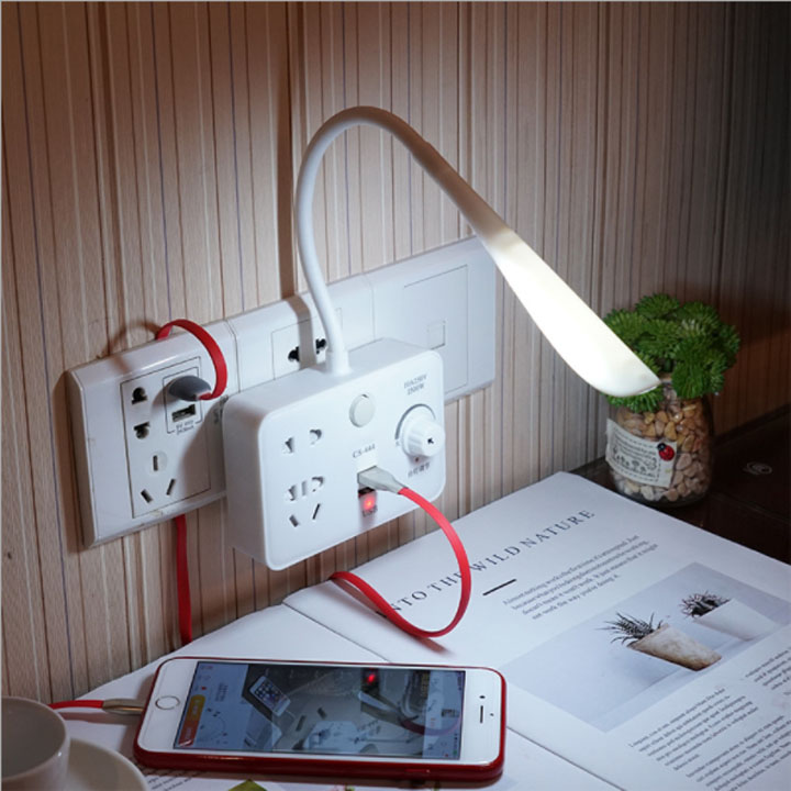 Ổ cắm điện thông minh tích hợp cổng USB và đèn ngủ có thể tăng giảm sáng