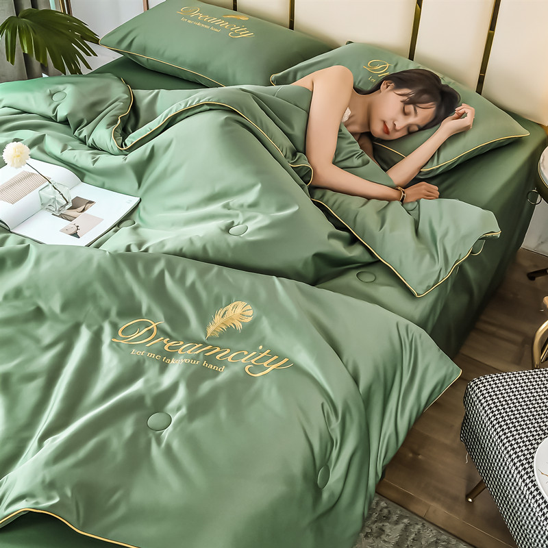 Bộ chăn ga gối đệm cotton lụa tencel drap giường phi bóng cao cấp bo chun drap - anna nguyen bedding