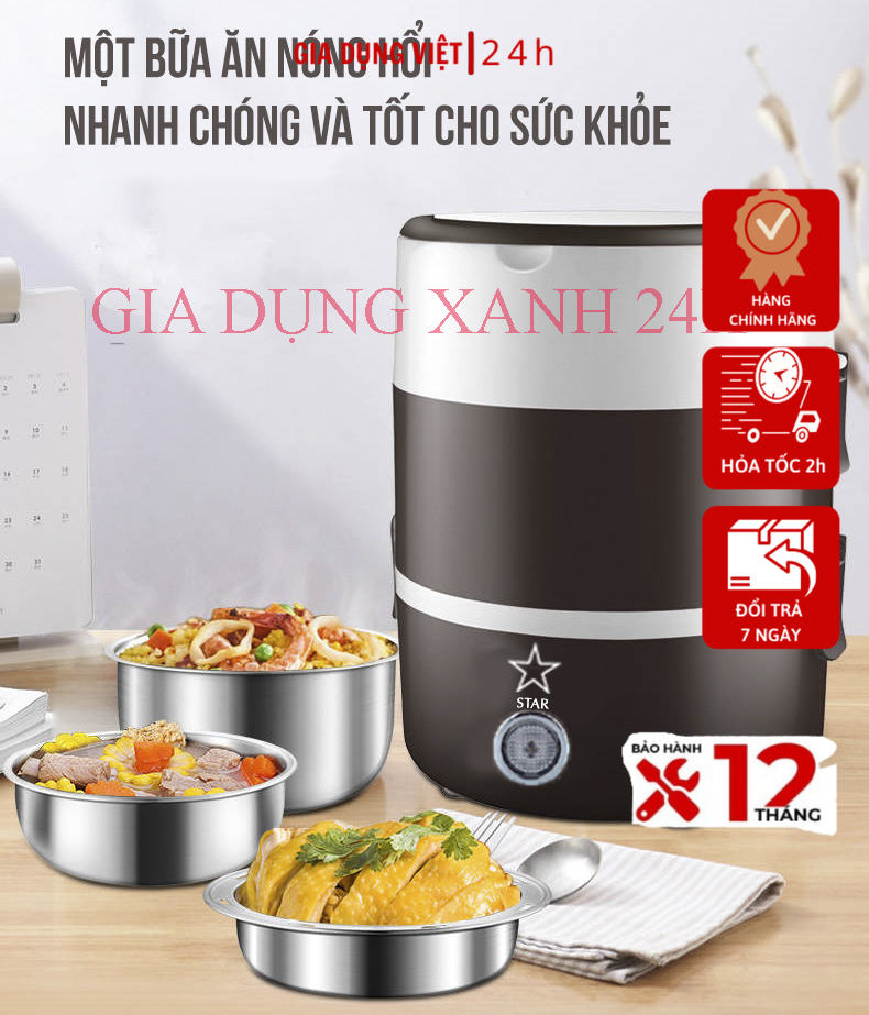 Hộp cơm cắm điện 3 tầng, Cặp Lồng 3 Tầng Giữ Nhiệt, Cà men cắm điện 3 tầng, Hộp cơm hâm nóng cắm điện 3 tầng inox Zhengbangle, Camen Dung Com - Hộp Cơm Cắm Điện Inox Hâm Nóng, Bảo hành uy tín