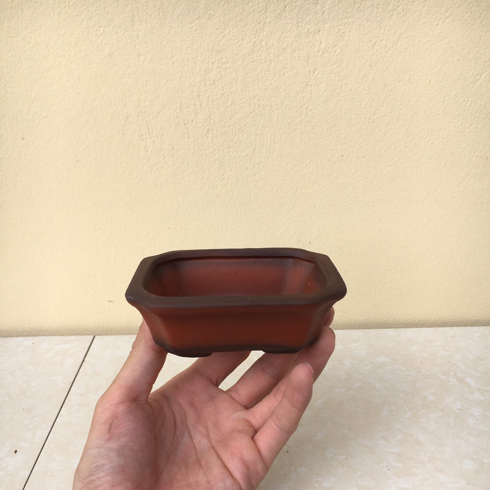 Chậu bonsai Chữ nhật vát đất nung mini gốm Bát tràng 1 size BM-68