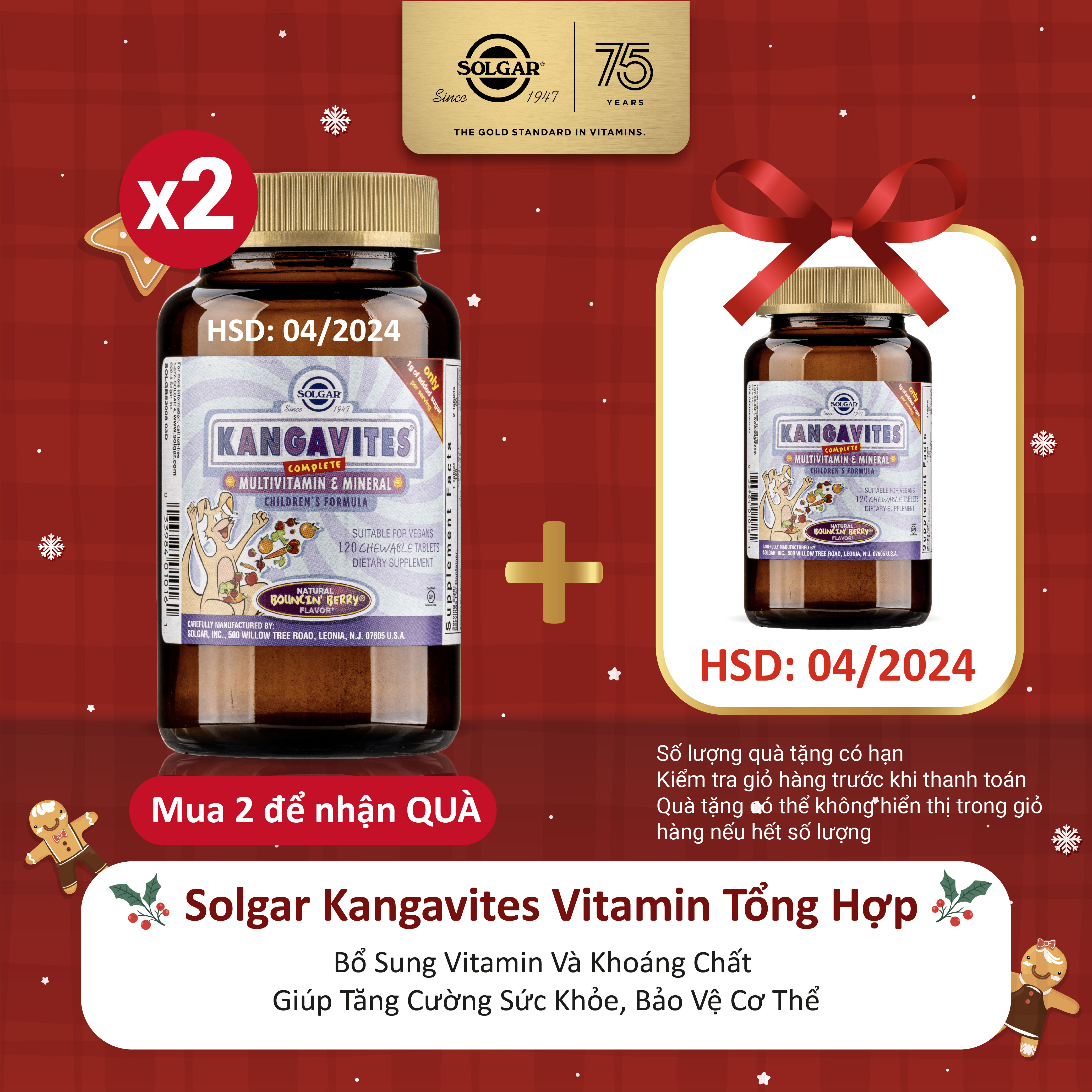 Viên Uống Bổ Sung Vitamin Và Khoáng Chất Kangavites Complete Solgar - Giúp Tăng Cường Sức Khỏe, Bảo Vệ Cơ Thể  - HSD: 07/2024