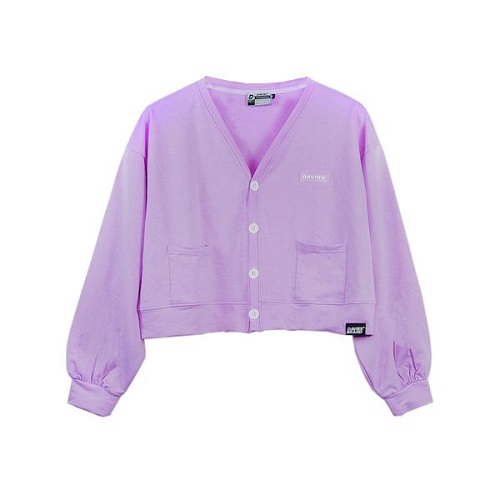 Áo khoác cardigan croptop nữ DAVIES - Basic Logo Cardigan Jacket - PURPLE