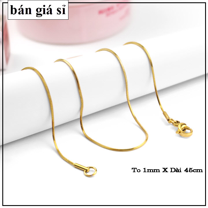 [HCM]Dây chuyền inox nữ cao cấp không mặt không đen vĩnh viễn chất lượng - Dây Mì Dẹp 1MM