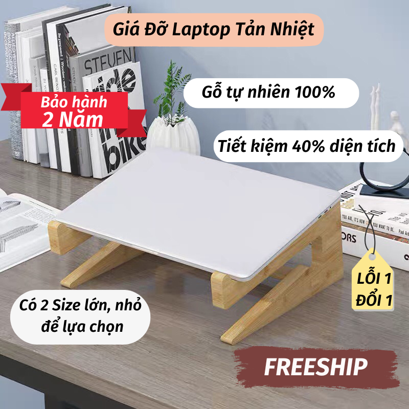 Giá đỡ laptop giá đỡ tản nhiệt laptop chất liệu bằng gỗ cao cấp leon store