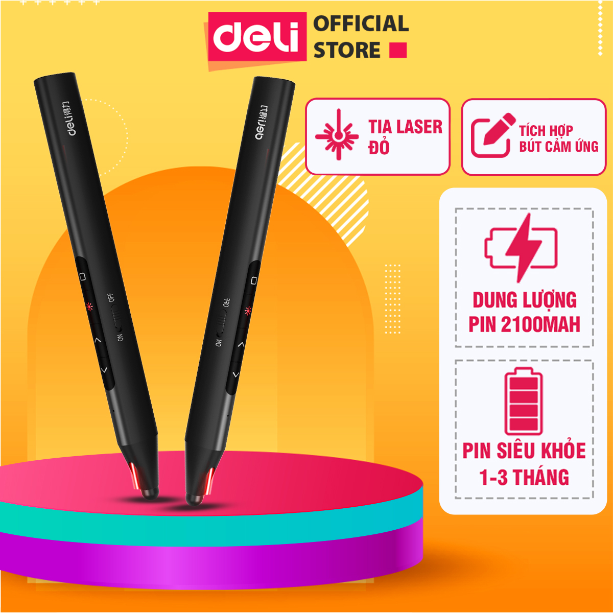 Bút Trình Chiếu Powerpoint Ma111 Tích Hợp Đầu Bút Cảm Ứng Thông Minh Deli Bút Chỉ Laser Đỏ Cổng USB