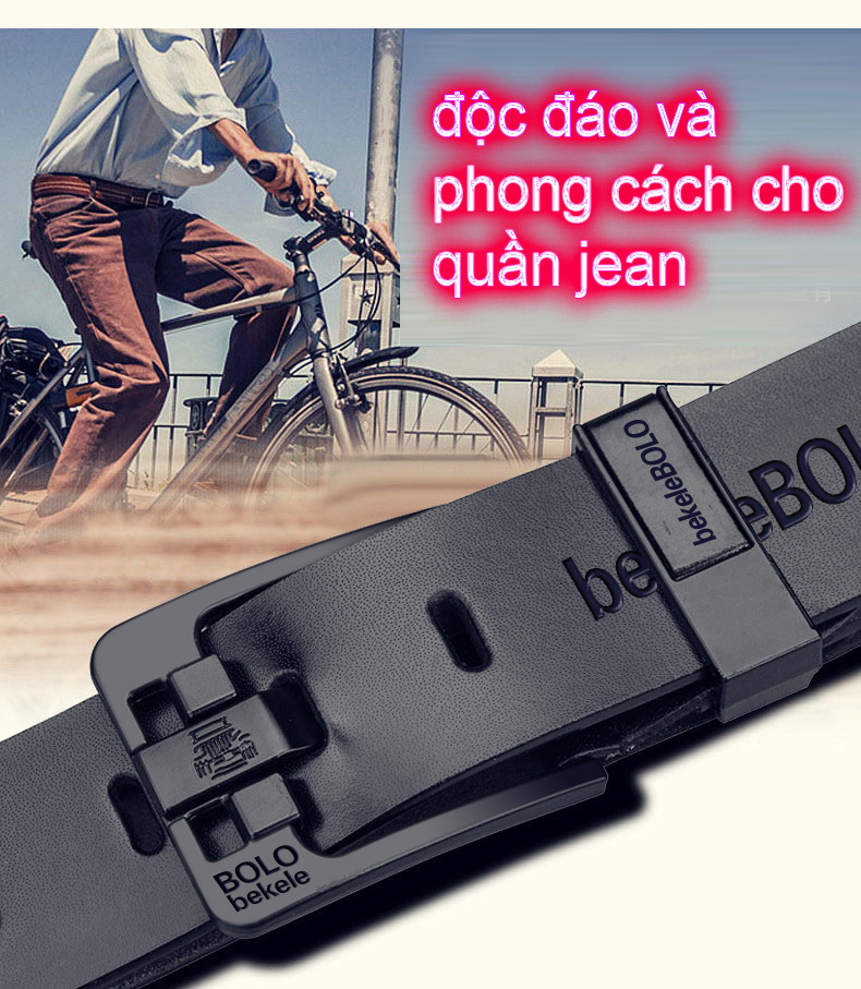 Thắt lưng da dây nịt nam thắt lưng da doanh nhân thời trang 100% da thật nguyên tấm bekele dây mầu nâu khóa sơn tĩnh điện màu đen