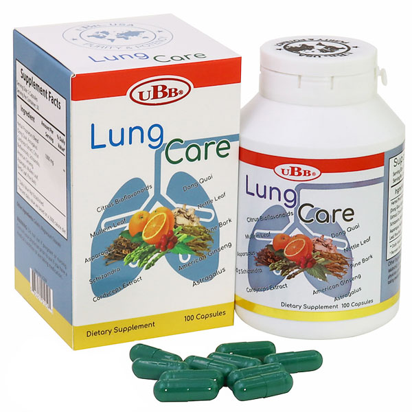 Lung Care UBB, hỗ trợ bổ phổi và hỗ trợ tăng cường sức khỏe phổi  Hộp 100
