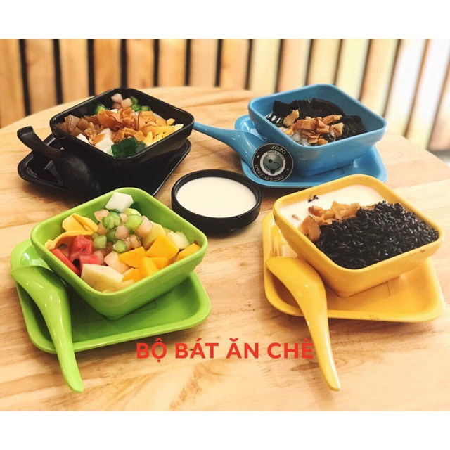 Bát tô nhựa phíp dáng vuông - để chè sữa chua hoa quả dầm cực đẹp dày dặn
