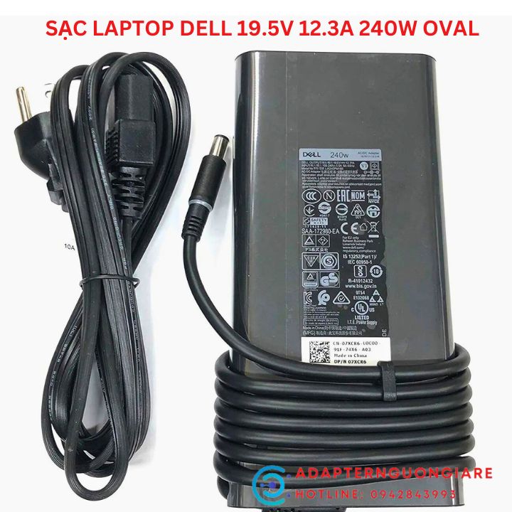 Sạc laptop dell 19.5v 12.3a 240w oval hàng bóc máy chính hãng