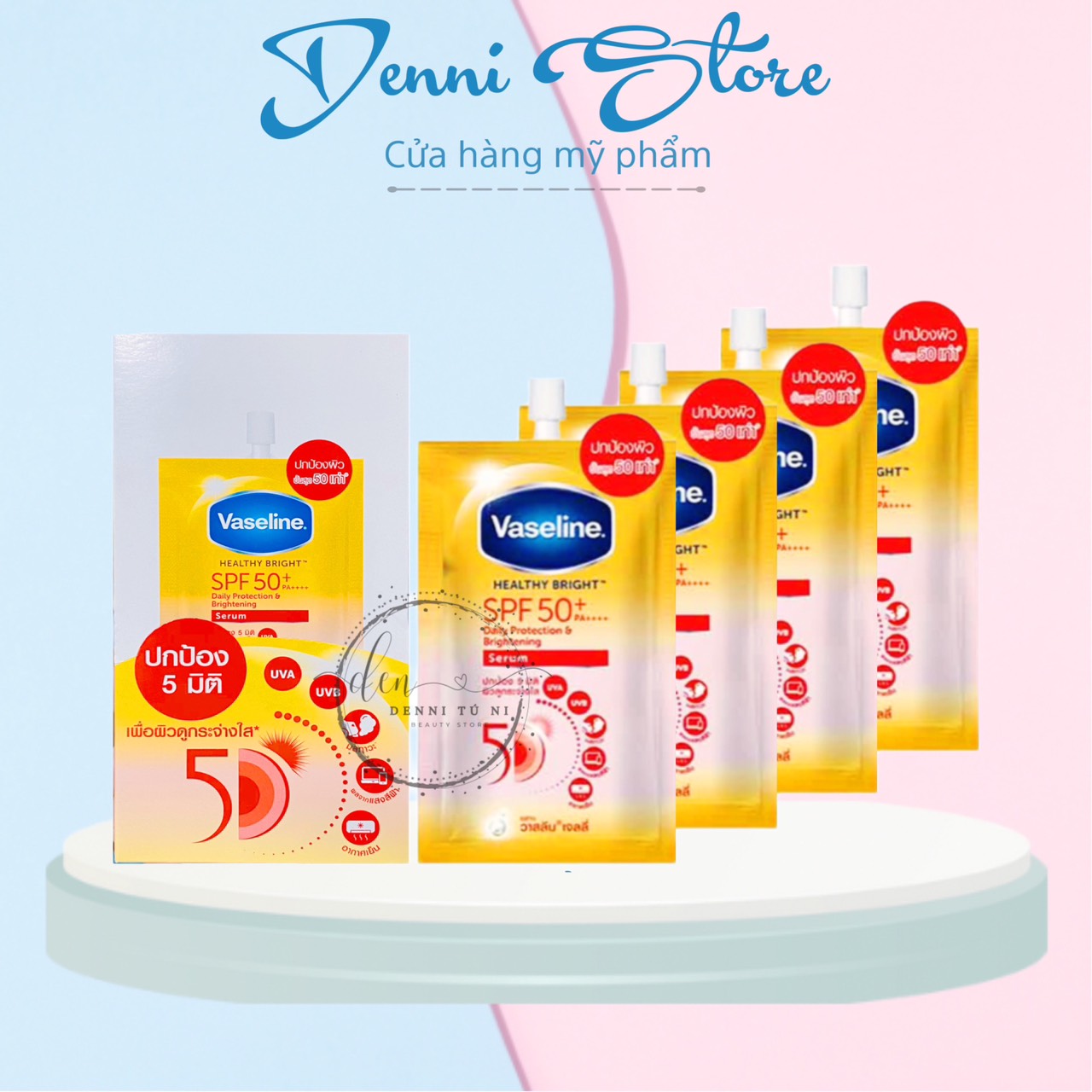 Hộp 4 gói Sữa dưỡng thể Vaseline 50x SPF50 trắng da chống nắng 30ml