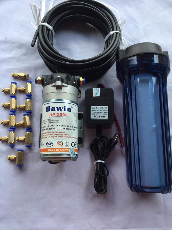Bơm phun sương hawin hp-2500. lọc ly 10 béc đồng. 20m dây