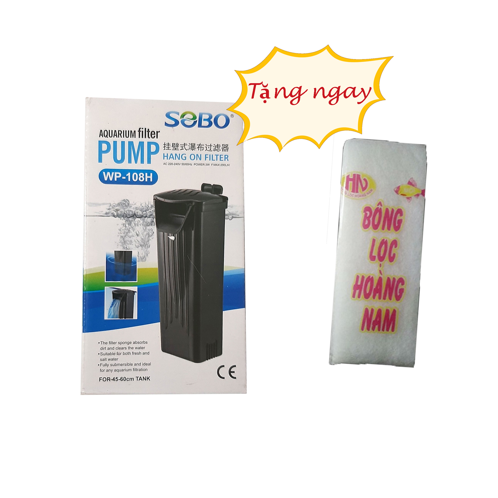 Lọc thác cho bể rùa, bể cá sobo wp-108h