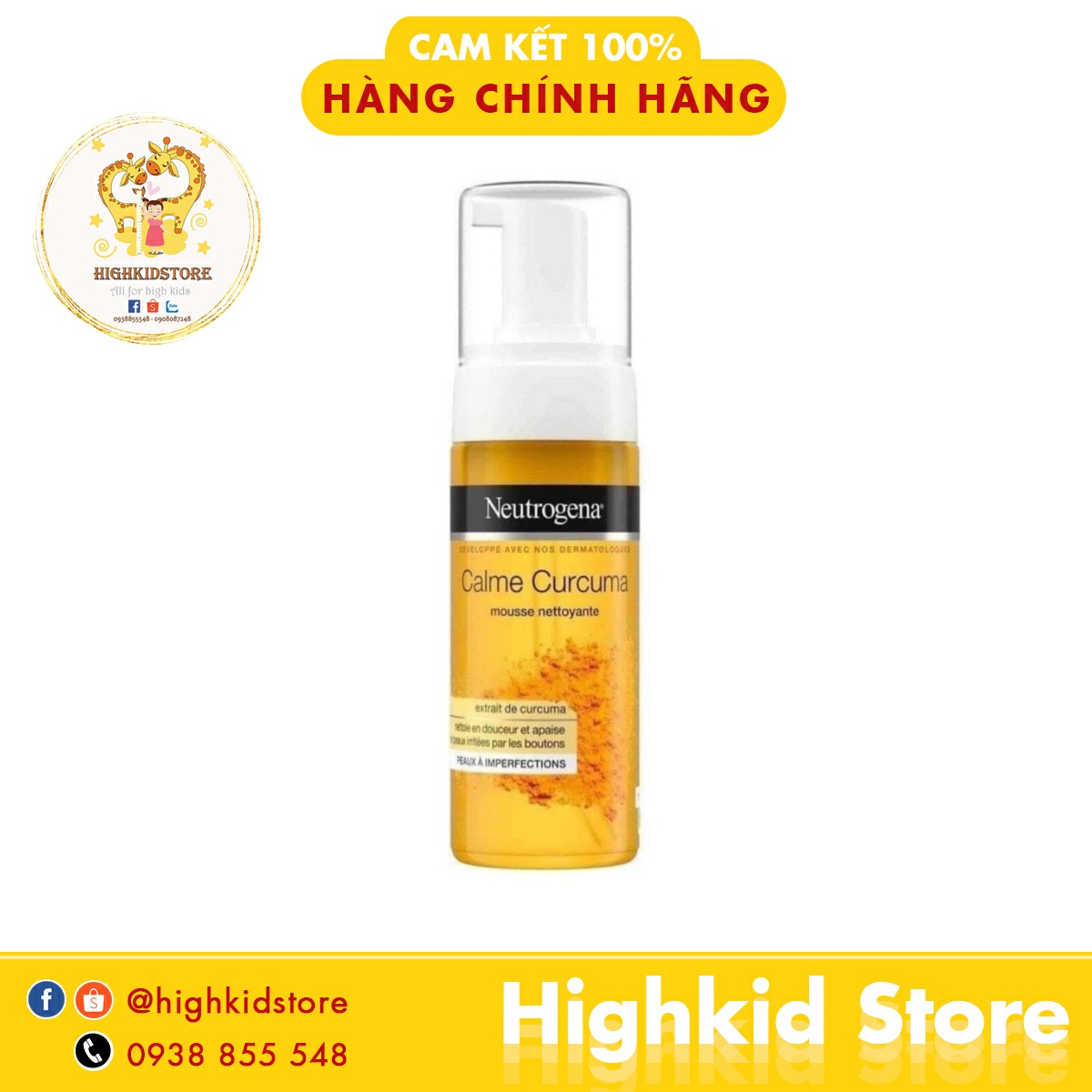 Sữa rửa mặt tạo bọt Neutrogena Nghệ Curcuma Clear 150ML - Hàng Pháp chính hãng