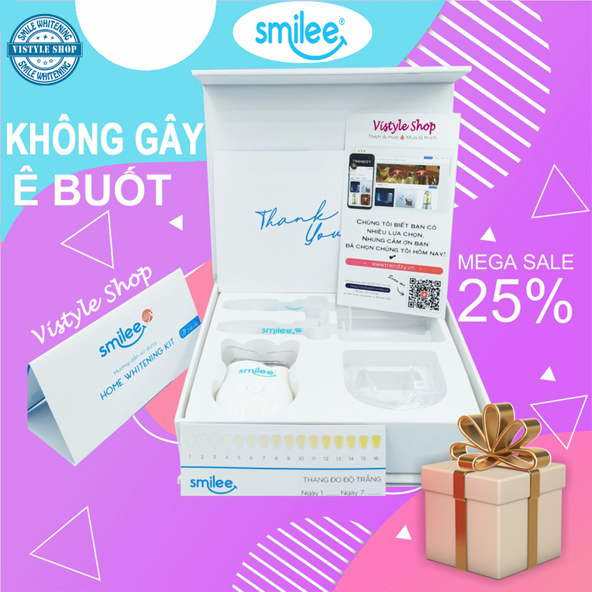 Bộ Kit Tẩy Trắng Răng Smilee - Tự Tẩy Trắng Răng Tại Nhà | Chuẩn ISO Nha Khoa Mỹ - Không Gây Ê Buốt - Vistyle