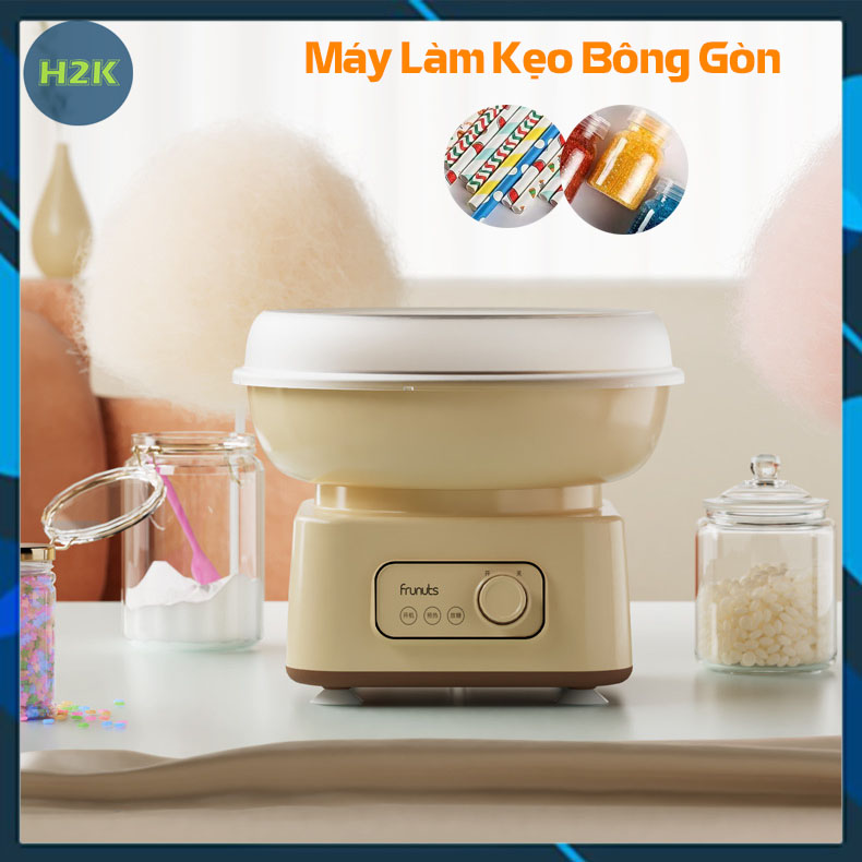 Máy làm kẹo bông gòn mini cao cấp frunuts thông minh tự động, máy làm kẹo tại nhà cho bé đảm bảo an toàn cấp thực phẩm