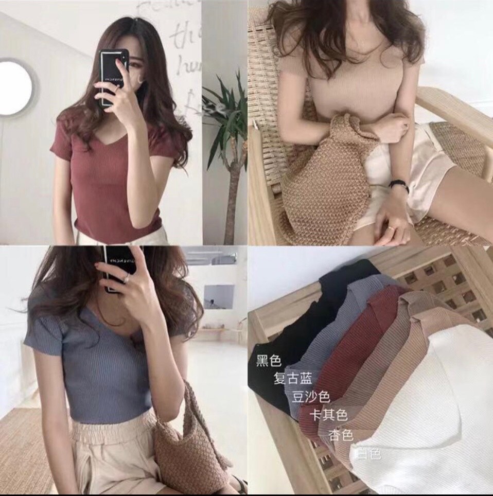 ÁO CROPTOP THUN TĂM CỔ TIM HOT TREND VẢI THUN TĂM CAO CẤP 2 size 44-56KG TÙY CHIỀU CAO