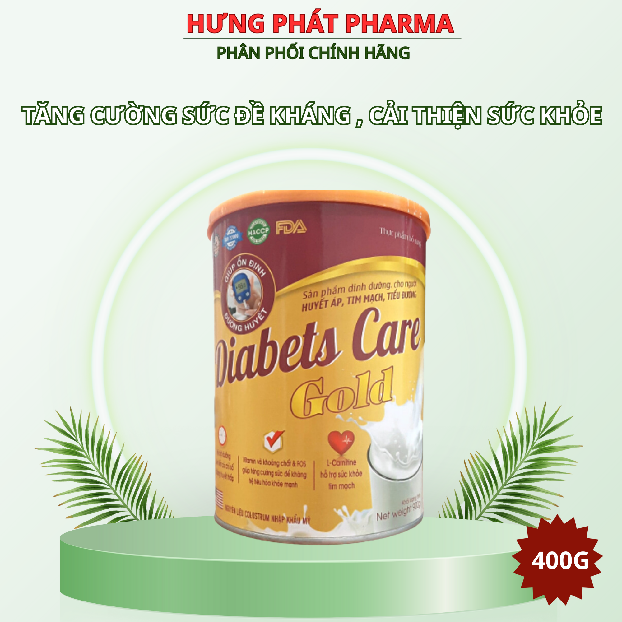 Sữa tiểu đường 400g Diabets Care Gold dành cho người huyết áp, tiểu đường, tim mạch