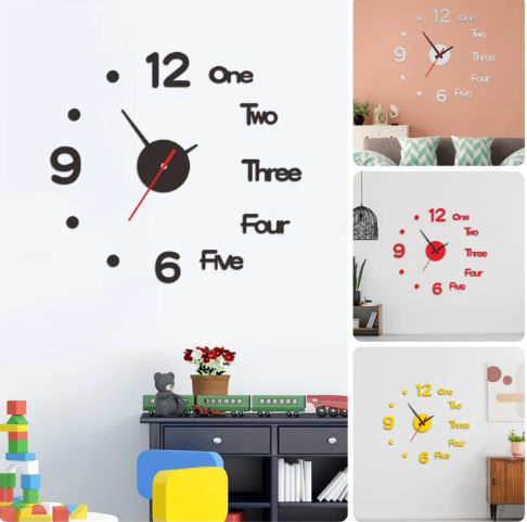 Đồng hồ dán tường in 3d đường kính 40cm - đồng hồ trang trí phòng ngủ , phòng khách sang trọng