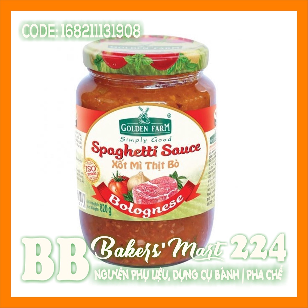 LỚN 820gr - Xốt Spaghetti Thịt BÒ Golden Farm - Hủ 820gr