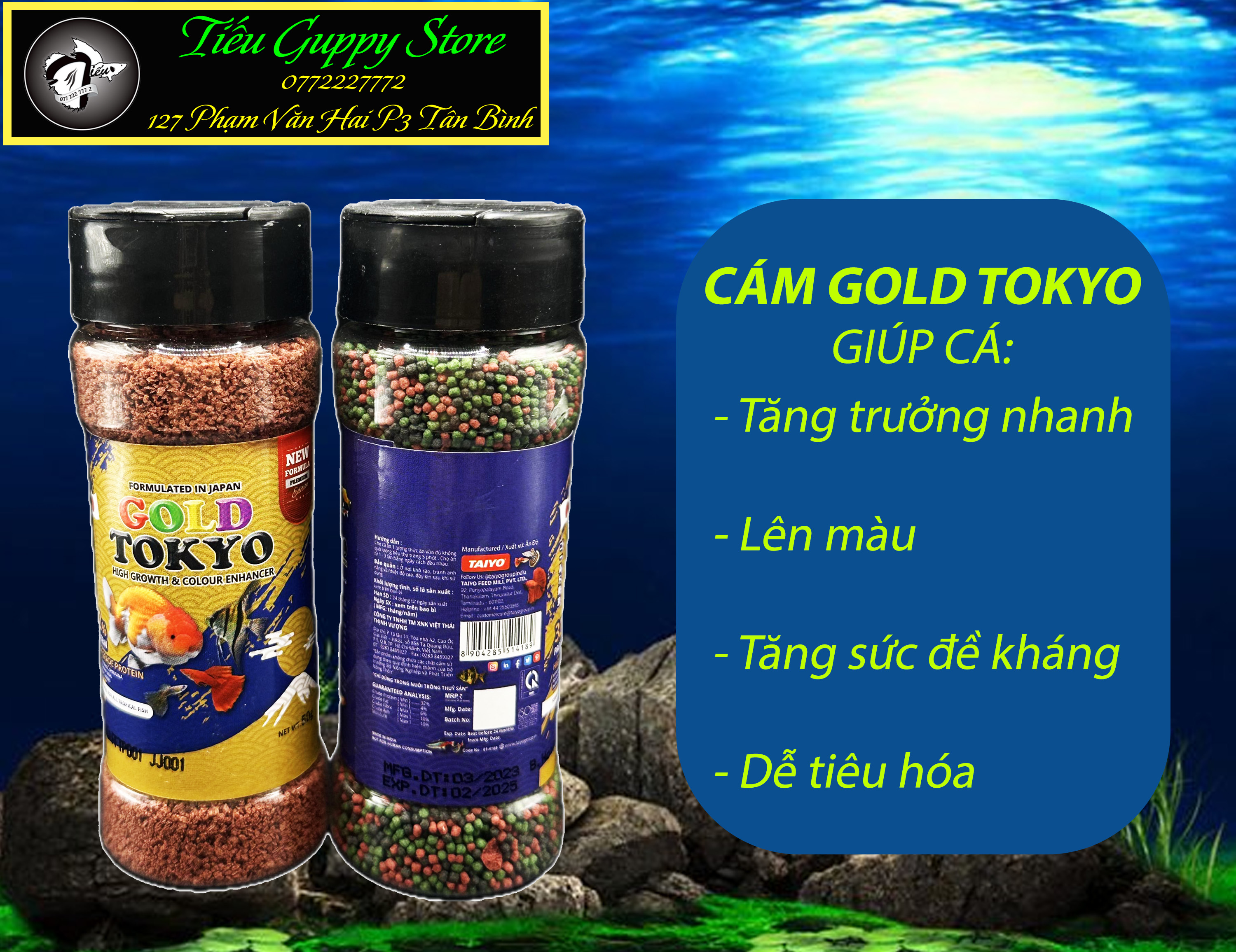 Cám Gold Tokyo Thức Ăn Cho Cá Thủy Sinh Betta Guppy - Thức ăn giúp cá tăng trưởng lên màu và dễ tiêu hóa