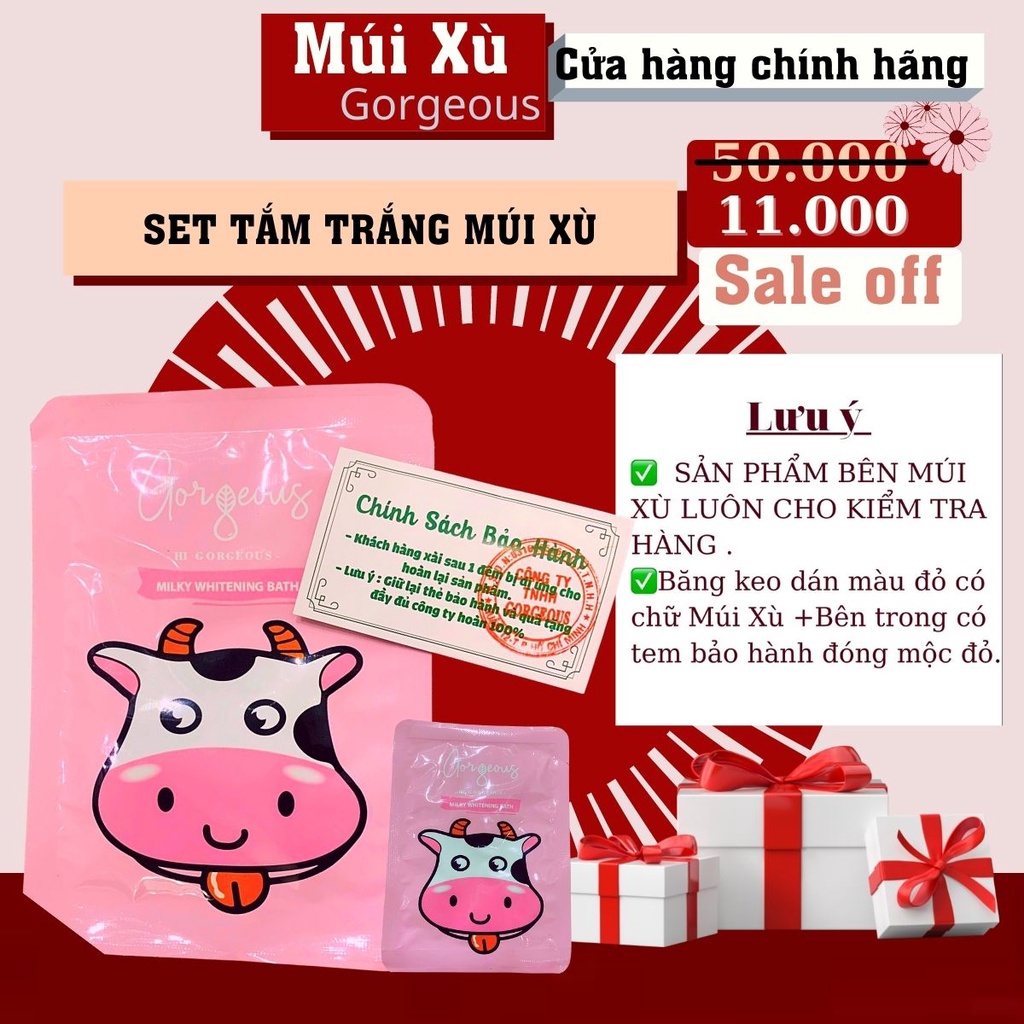 SET TẮM TRẮNG DA TINH CHẤT SỮA BÒ MÚI XÙ GORGEOUS