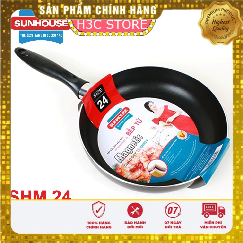 Chảo chống dính, chảo từ sunhouse shm24 - loại size 24 cm - h3c store
