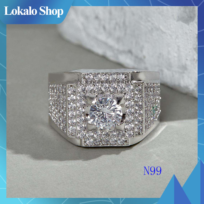 [N350 ]Nhẫn nam màu bạc đính đá trắng Lokalo N99 thiết kế hiện đại, sang trọng - Dùng làm quà tặng cho phái mạnh M3 2.11
