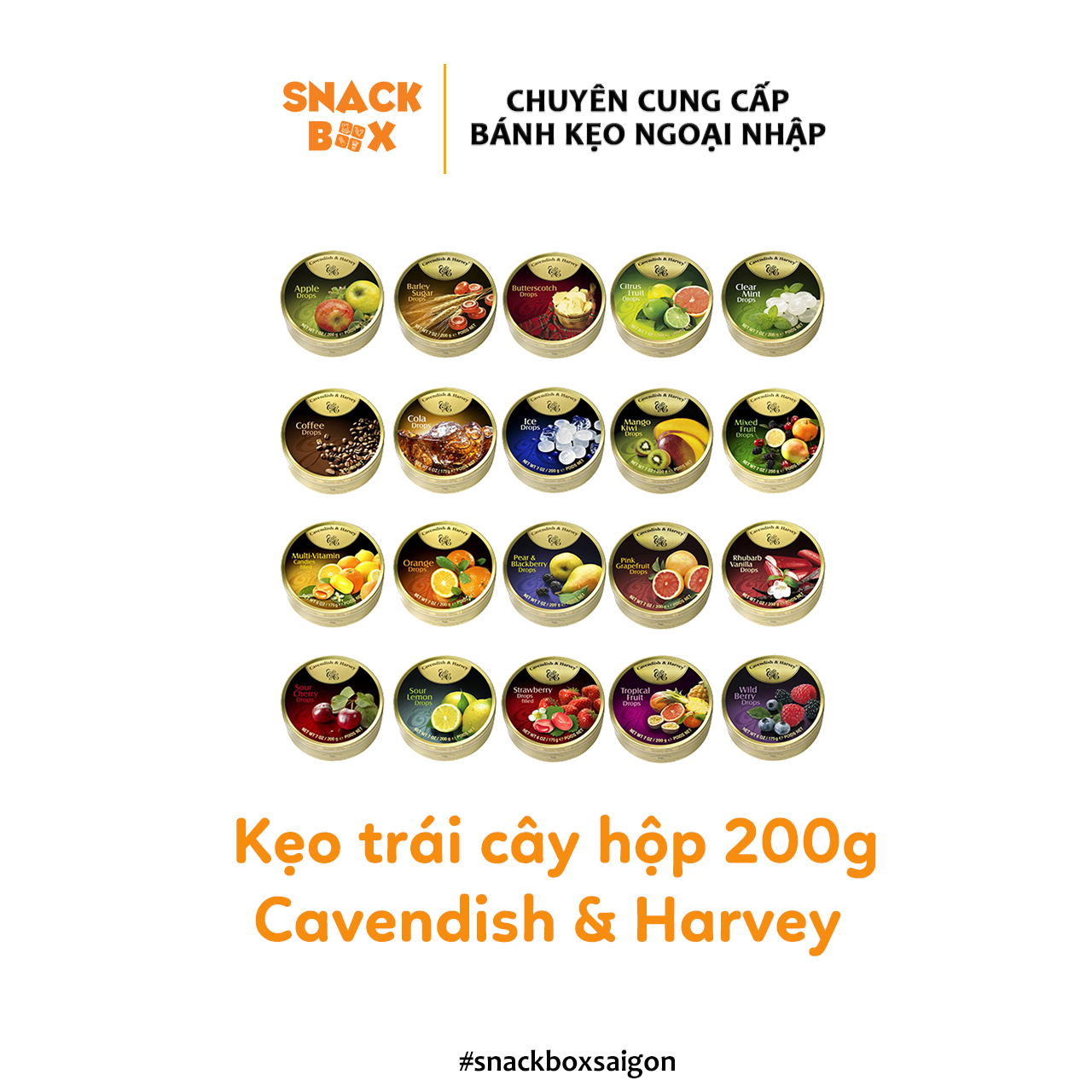 Sale xả kho kẹo ngậm trái cây cavendish & harvey drops hộp 200gr - đức