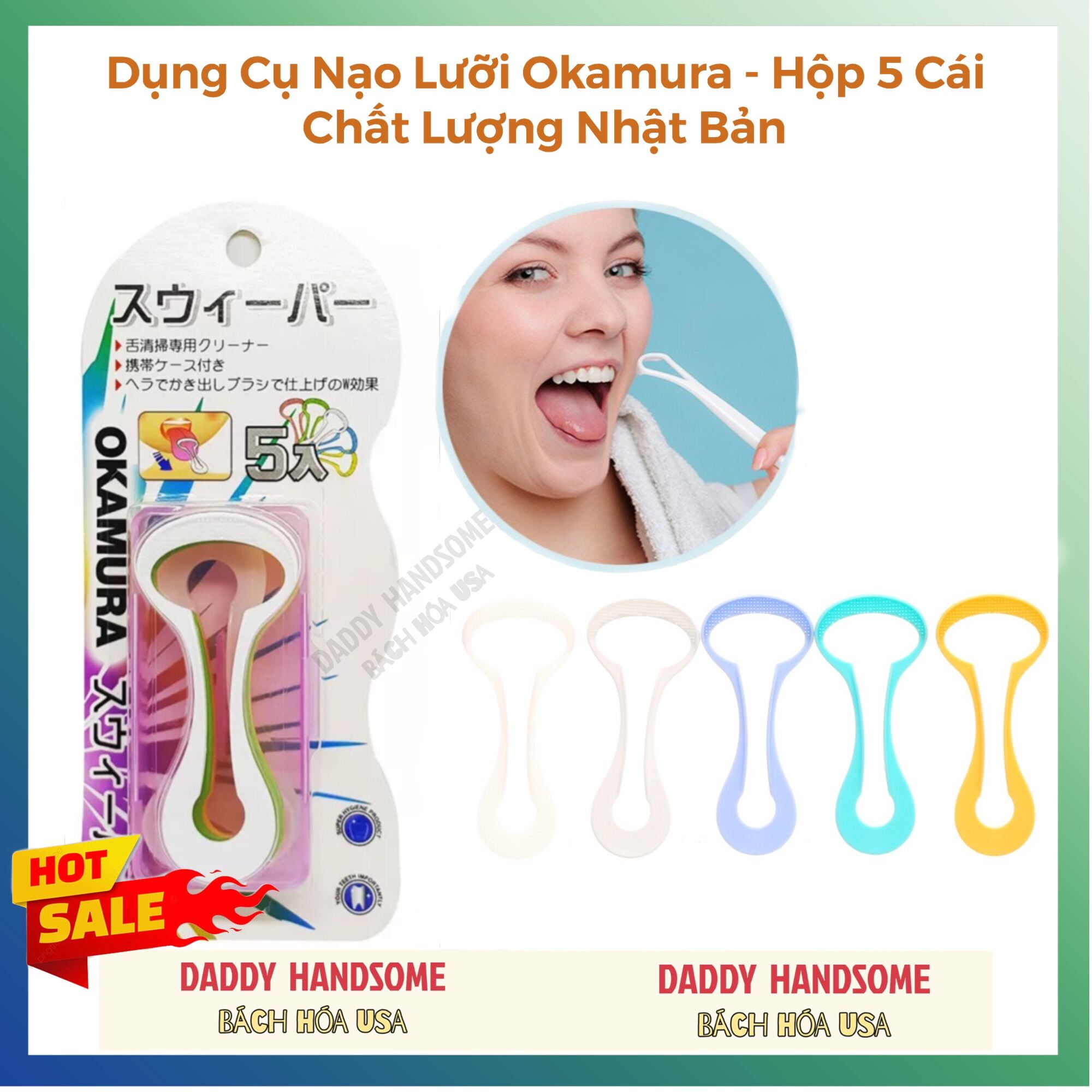 ( Hộp 5 Cái ) Dụng cụ Nạo / Cạo / Chà Lưỡi chất lượng Nhật Bản Okamura