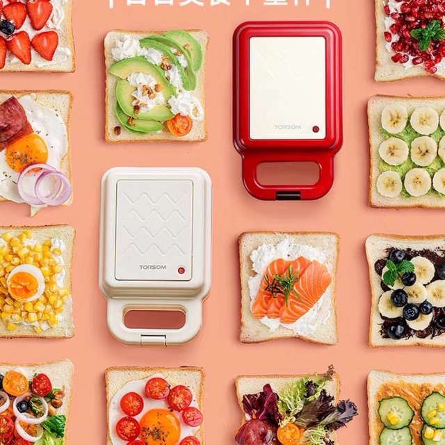 Máy kẹp bánh mì Torsom 4 khuôn, Máy nướng bánh mì đa năng, Máy làm bánh mì sanwich
