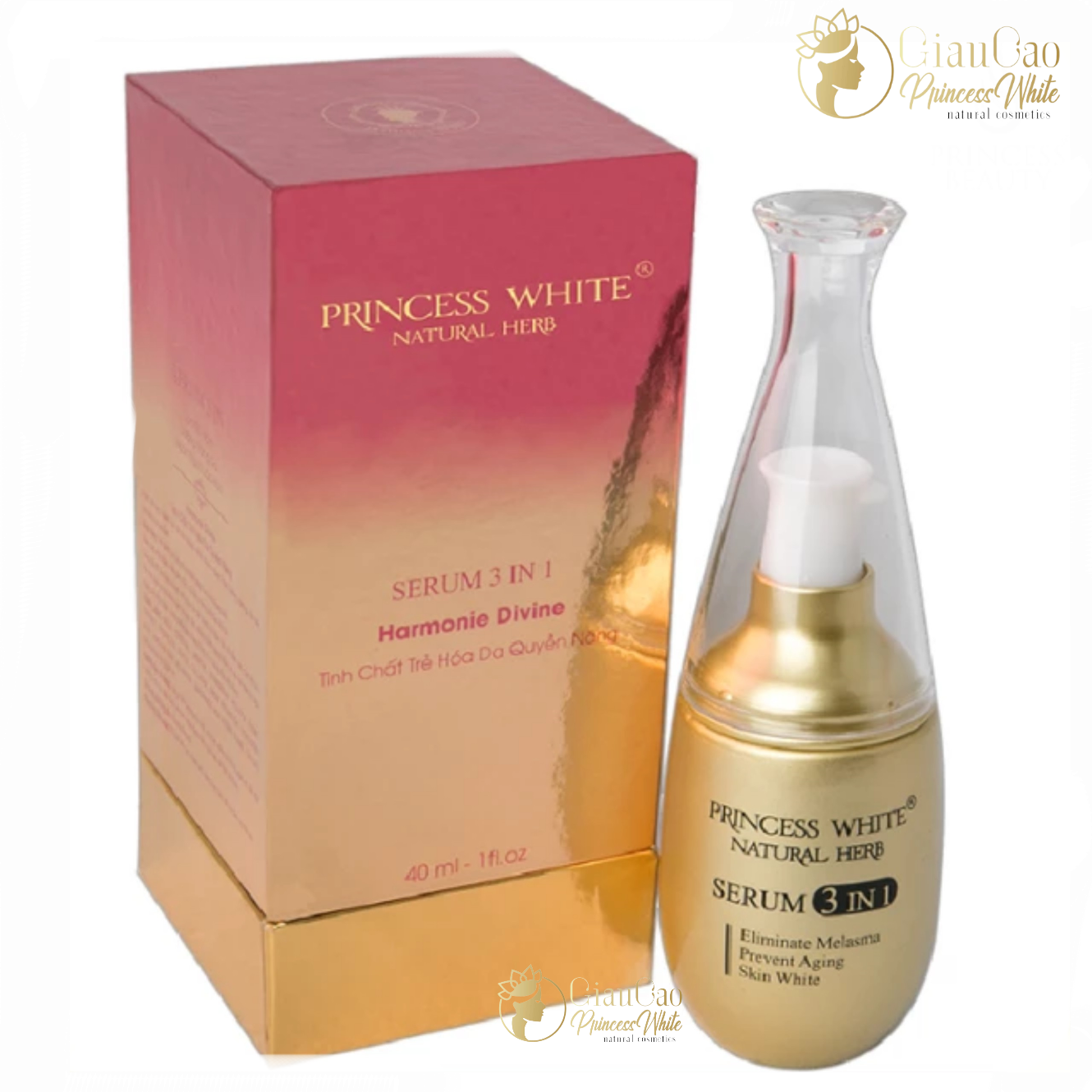 SERUM PRINCESS WHITE 3IN1 DƯỠNG TRẮNG DA CHAI 40ML