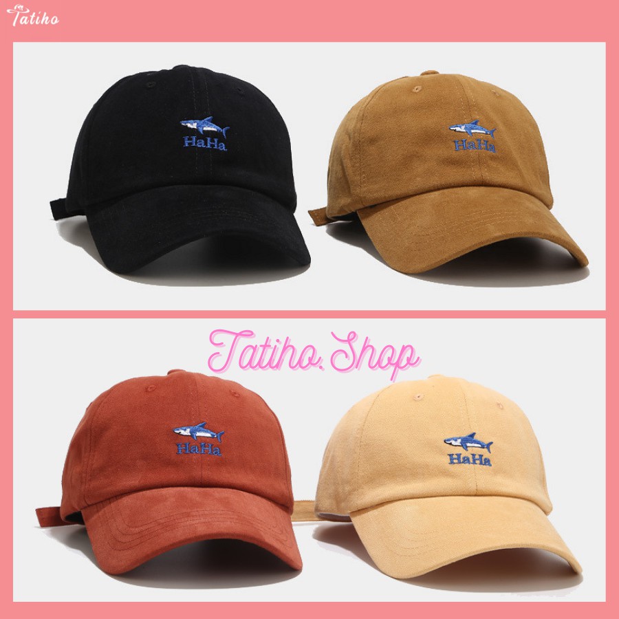 Mũ Lưỡi Trai Nón Kết Unisex Thiêu Logo Cá Mập HAHA - Chất Liệu Cotton - Mã NV018