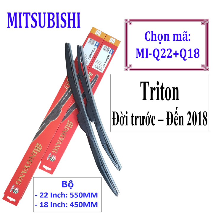 Bộ 2 thanh gạt nước mưa ô tô đa năng thanh cứng cao cấp dành cho xe TRITON ĐỜI TRƯỚC - ĐẾN 2018 và các dòng xe Mitsubishi: Xpander-Jolie-Mirage-Pajero-Pajero Sport-Triton-Ourlander-Grandis-Zinger-Lancer