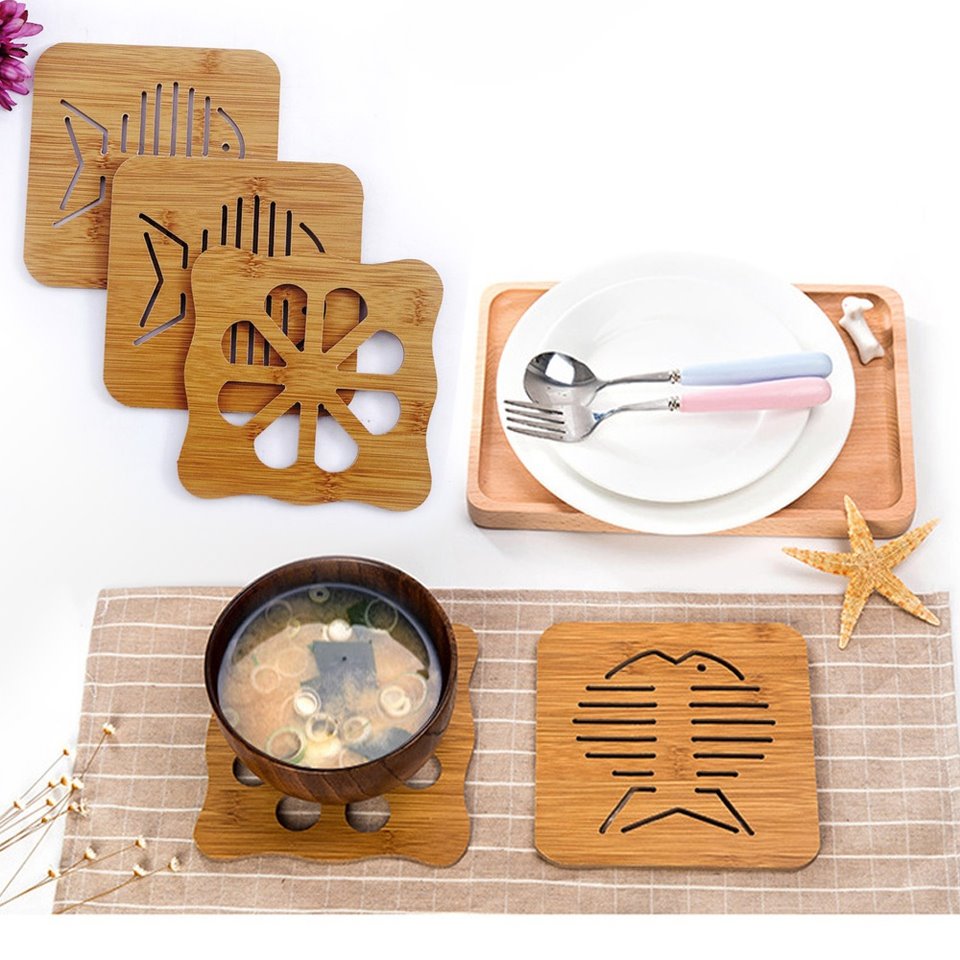 Miếng lót nồi họa tiết bằng gỗ chịu nhiệt tốt giá sỉ​, giá bán buôn