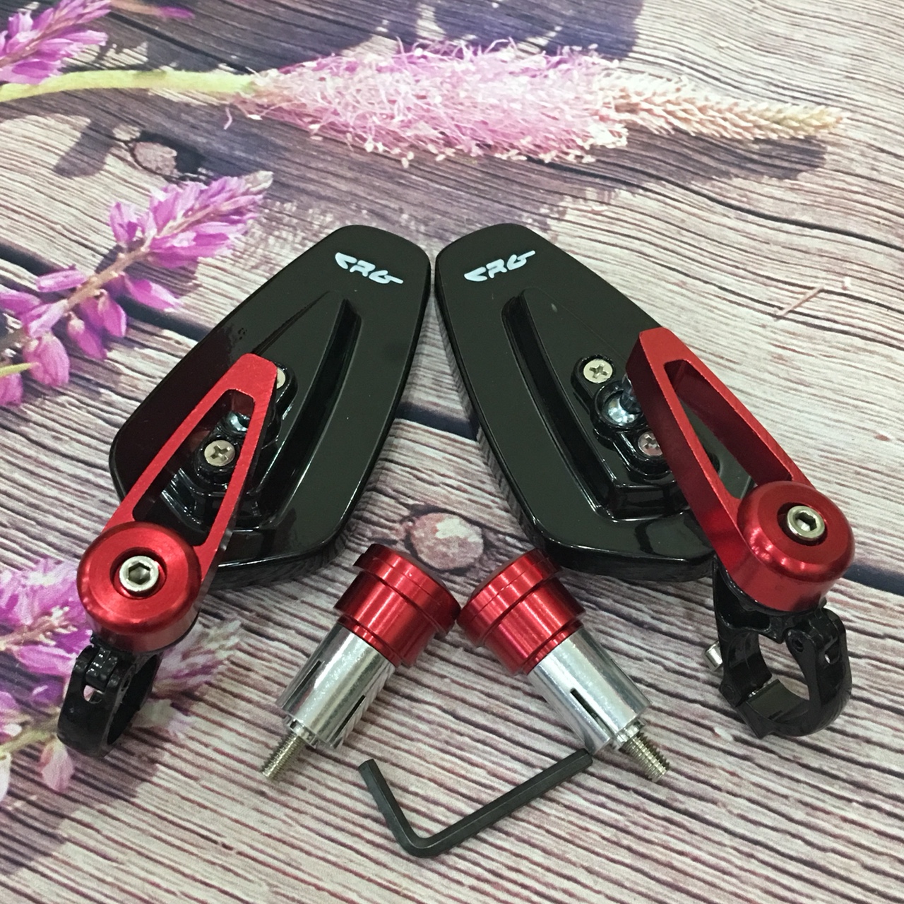 kính chiếu hậu) GƯƠNG GÙ cán xoay , lắp đặt dễ dàng cho xe máy B57-màu đỏ