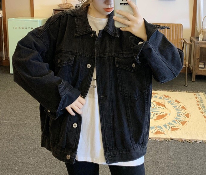 Áo Khoác Jean Nữ ST144 ĐEN NỮ - Áo Khoác Jeans Nữ Cá Tính Thời Trang - Áo Khoác Bò Nữ Kiểu Dáng Basic - 220204