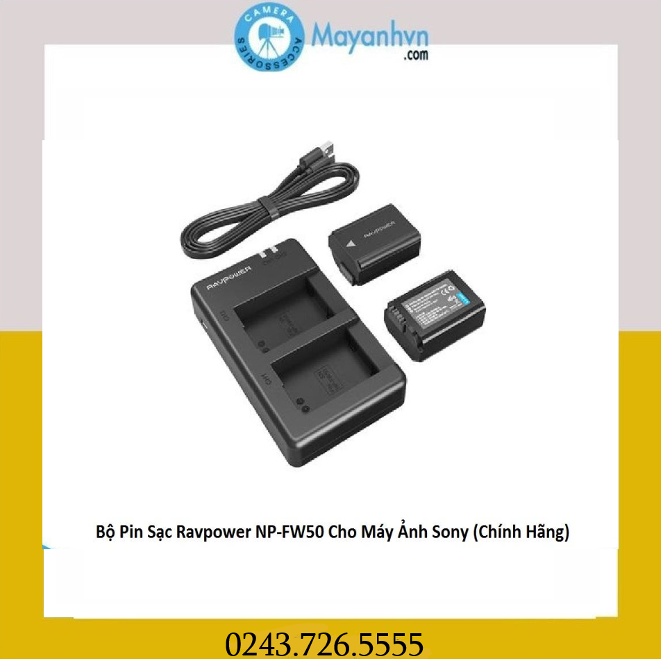 Bộ pin sạc ravpower np-fw50 cho máy ảnh sony