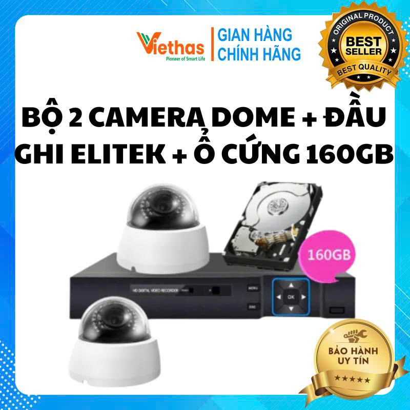 Bộ 2 camera ahd 24 led elitek eca-11013 - đầu ghi elitek + ổ cứng 160gb
