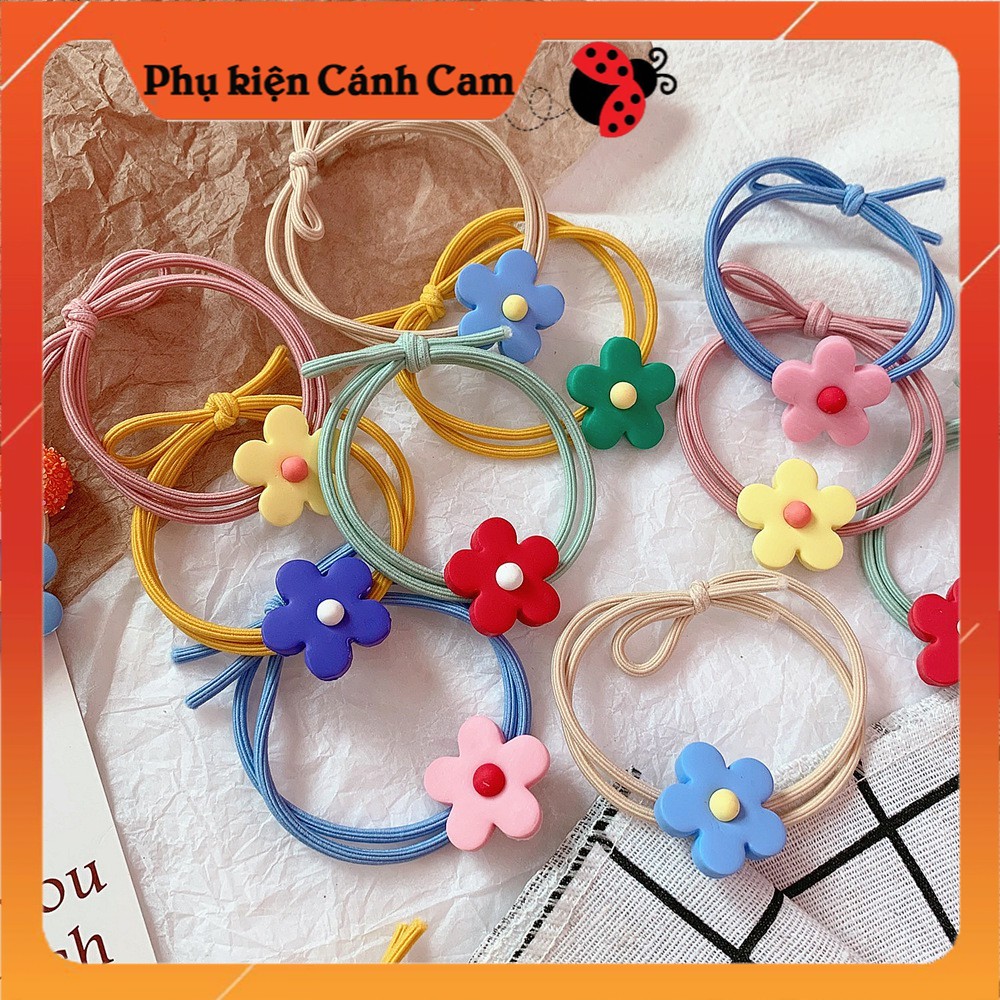 Chun buộc tóc, cột tóc bông hoa nhiều màu đáng yêu - phụ kiện cánh cam