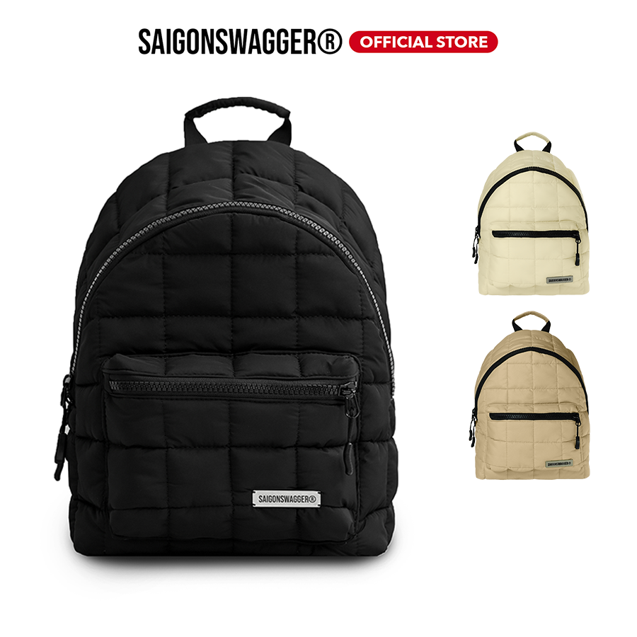 Balo mini chần bông saigon swagger® noir puffer backpack