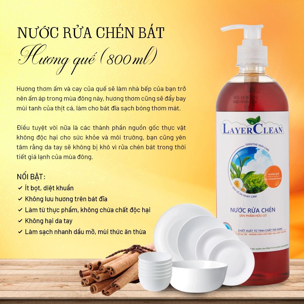 NƯỚC RỬA CHÉN BÁT HỮU CƠ LAYER CLEAN HƯƠNG 800ml HƯƠNG HỒNG