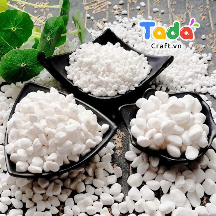 500g Đá sỏi trắng trang trí chậu cây, chậu hoa len, decor