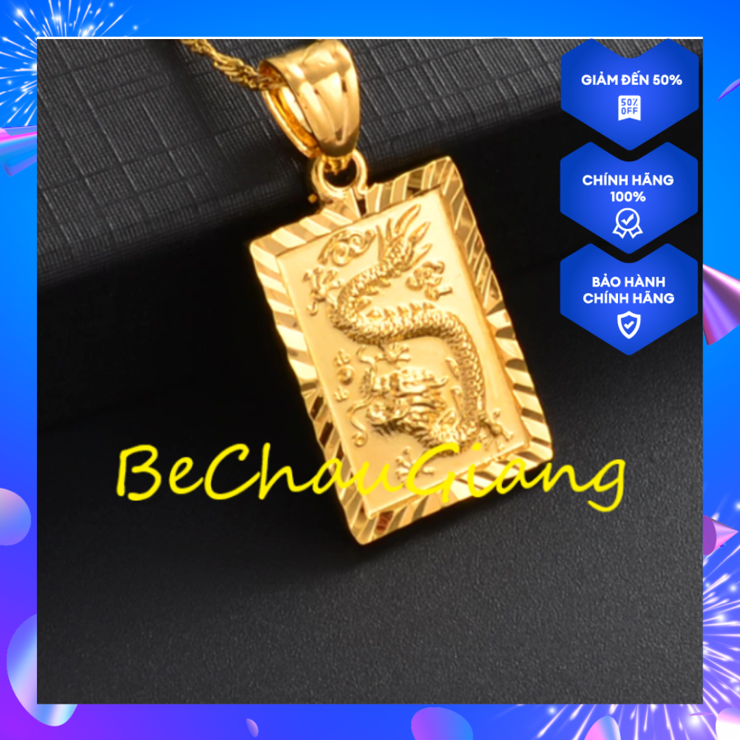 Mặt dây chuyền nam rồng mạ màu vàng 24k Thẻ Bài  phong thủy