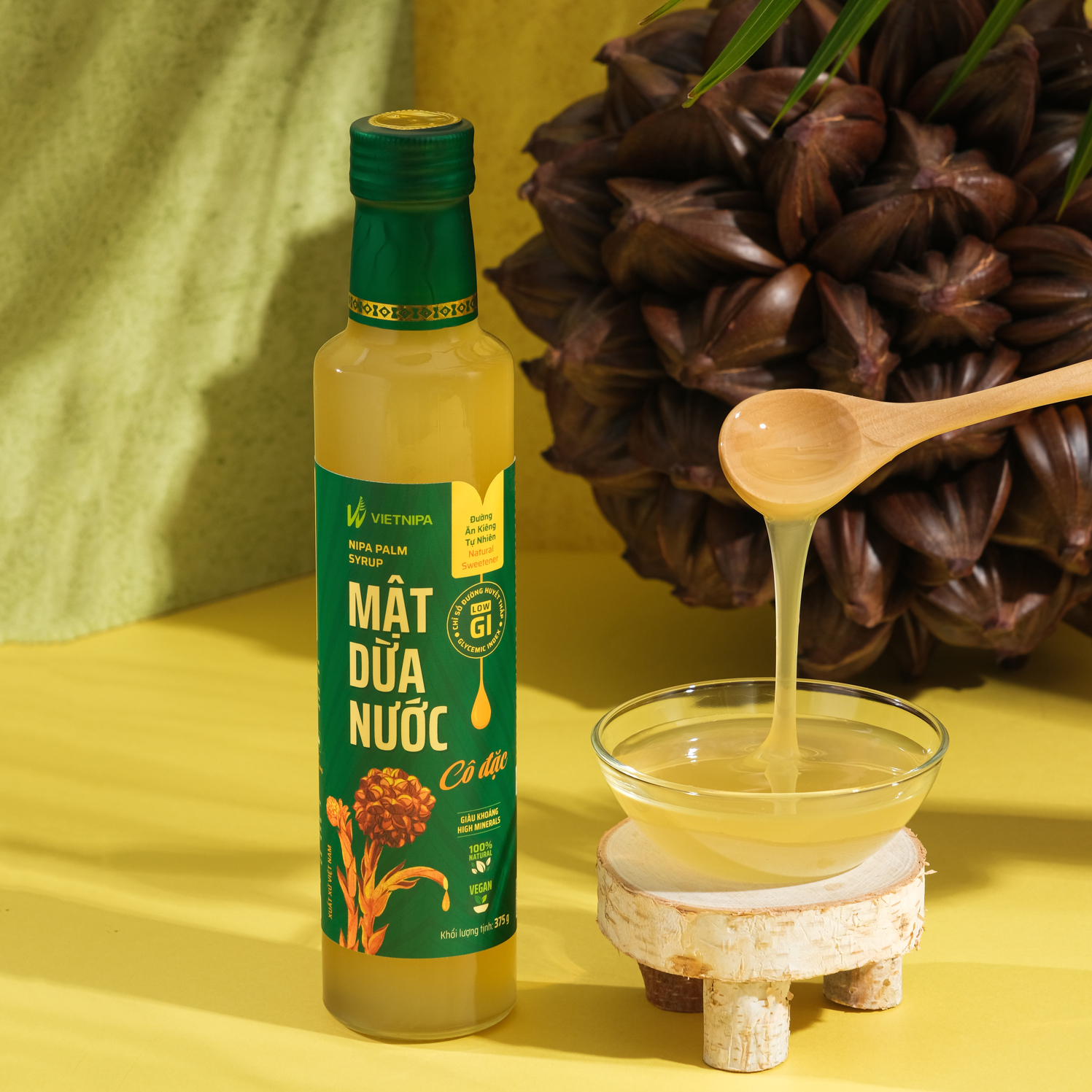 Mật dừa nước cô đặc tự nhiên 25g/375g - mật dừa nước ông sáu - đặc sản cần giờ