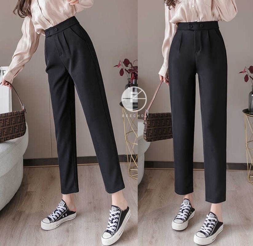 Quần baggy cạp lệch 2 cúc - Quần baggy cạp cao