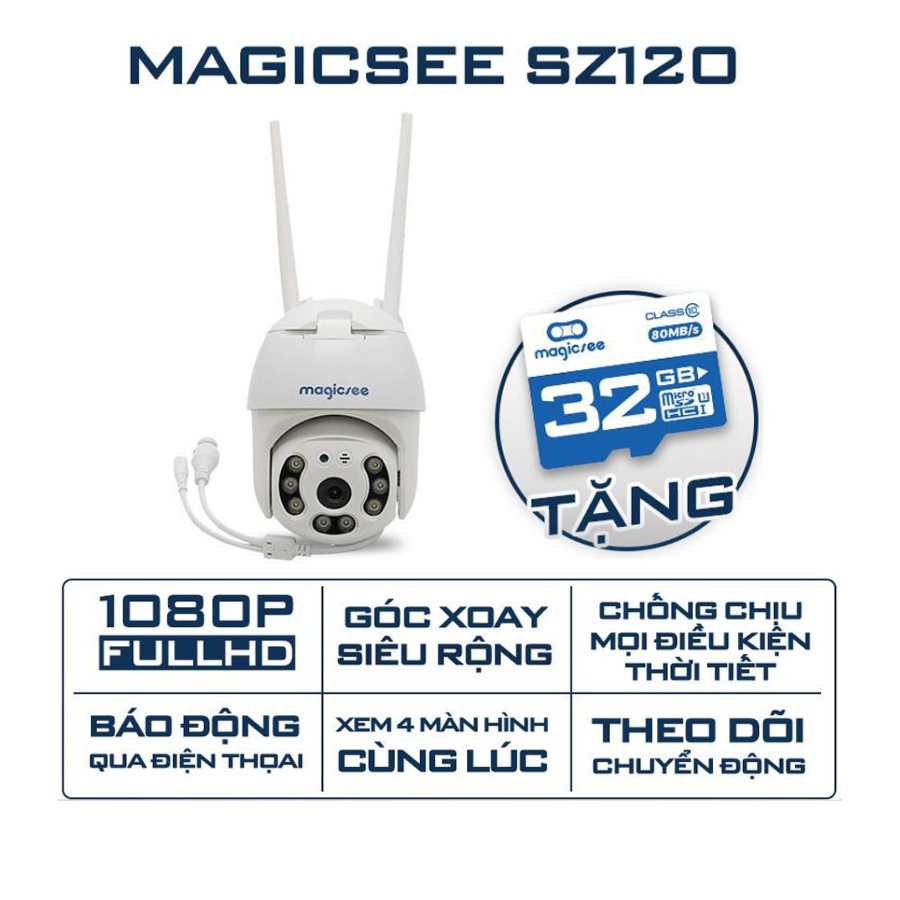 Camera giám sát ngoài trời xoay 360 độ Magicsee ZS120 - Camera an ninh giám sát - Chống nước tiêu chuẩn IP68