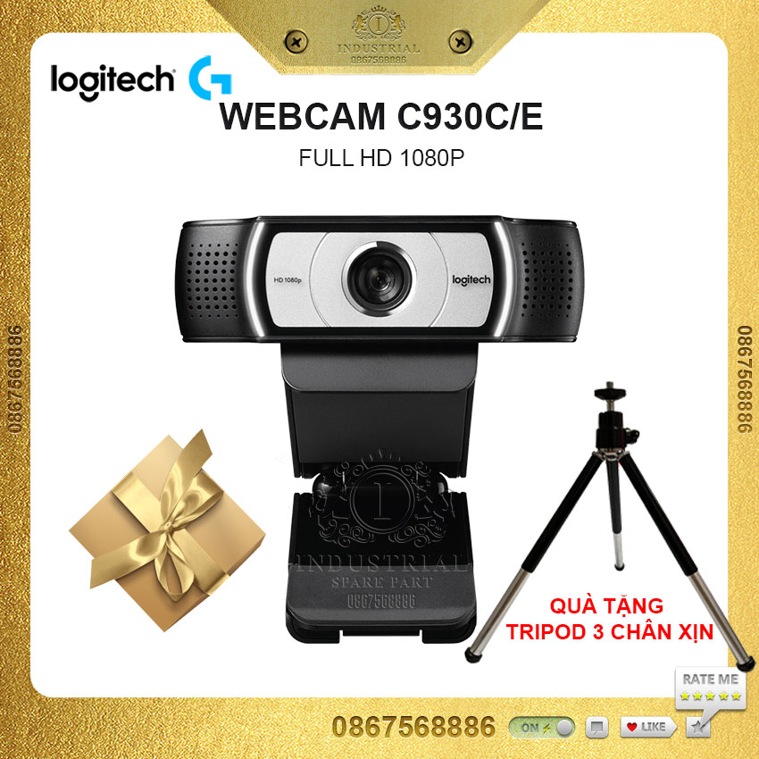 Webcam Logitech C930 C/E full HD 1080P chuyên dụng cho họp trực tuyến học online livestream gọi điện và quay video hội nghị truyền hình bảo hành chính hãng tặng chân máy cao cấp